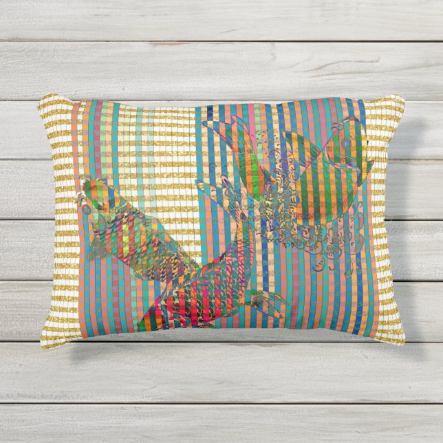 D'extérieur Coussin d'accentuation extérieure Koi 16 x 12 pouc (Devant)