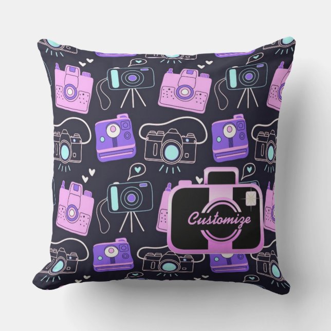 D'extérieur Coussin de caméras rétros de bug de navette violet (Recto)