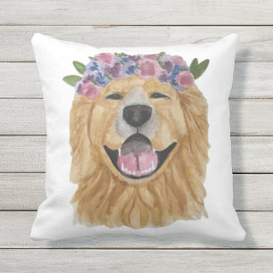 D'extérieur coussin de couronne de fleur de golden retriever