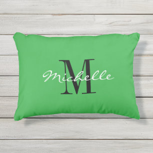 D'extérieur Coussin de jardin vert avec monogramme de nom élég