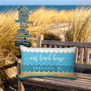 D'extérieur Coussin de la maison de plage Gold Turquoise Waves