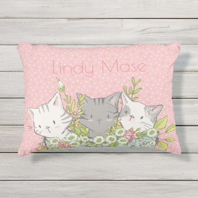 D'extérieur Coussin de pièce de filles de Kitty personnalisé (Devant)