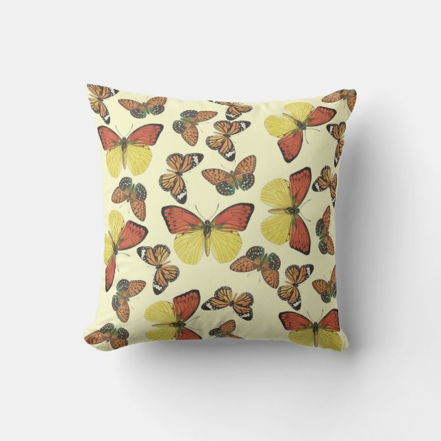 D'extérieur Coussin extérieur 16x16 de papillons oranges et (Recto)