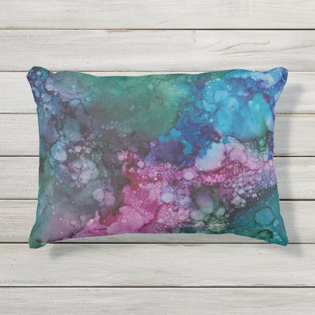 D'extérieur Coussin extérieur/Colorburst Inkblots/bleu vert ro (Devant)