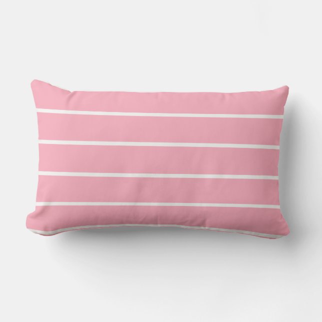 D'extérieur Coussin extérieur lombaire de rayure blanche rose (Recto)