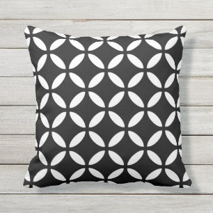 D'extérieur Coussin extérieur noir et blanc Tuva Motif modern