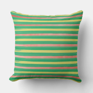 D'extérieur Coussin extérieur rayé rose, vert et jaune
