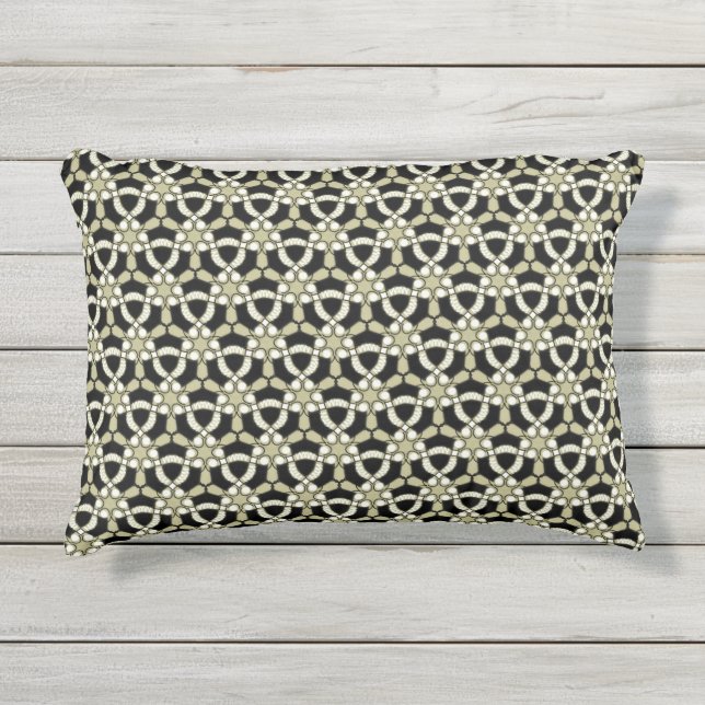 D'extérieur Coussin extérieur rectangulaire beige et noir (Devant)