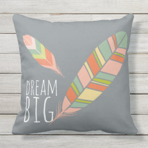D'extérieur Coussin motivationnel - Rêver grand - Motif en pl