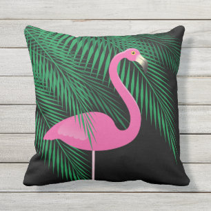 D'extérieur Coussin rose et noir réversible 1 de Flamant rose