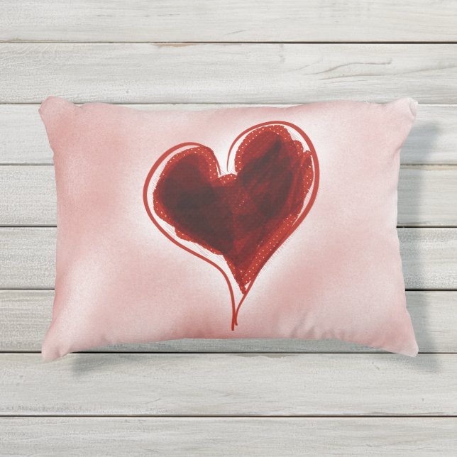 D'extérieur Coussin rouge de beau coeur (Devant)