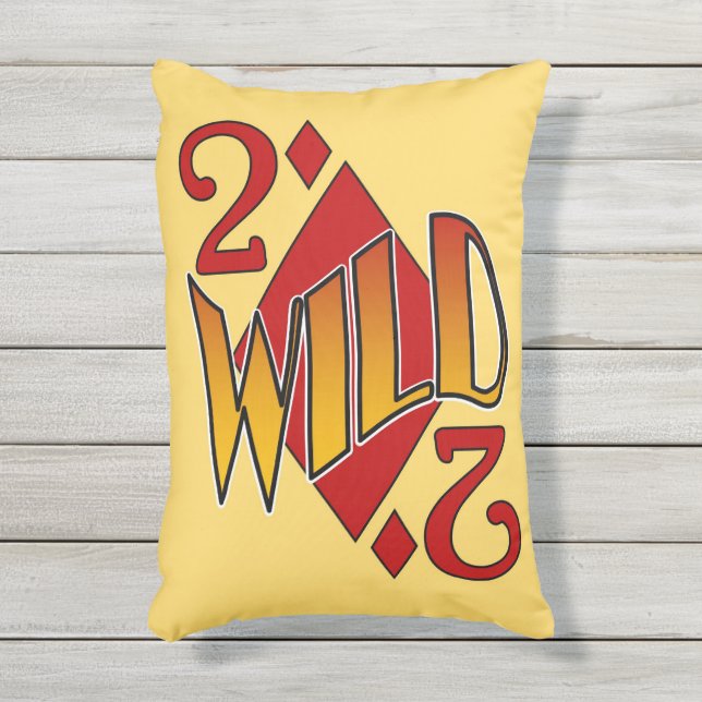 D'extérieur Deuces Wild 2 of Diamonds Jouer Coussin de carte (Devant (Vertical))