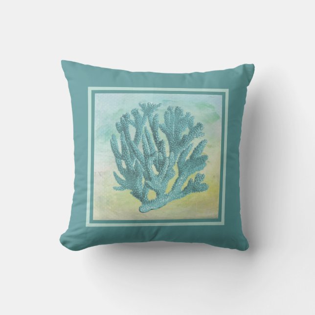 D'extérieur Direction de corail Turquoise foncé Coussin extéri (Recto)