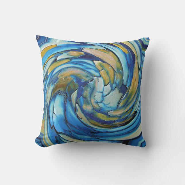 D'extérieur Dolphin Abstrait bleu et or Coussin extérieur (Recto)