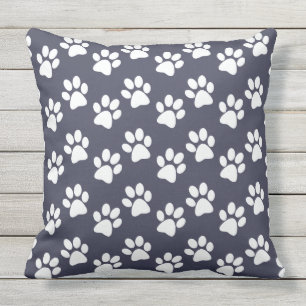 D'extérieur Empreintes de pattes blancs Design Coussin extérie