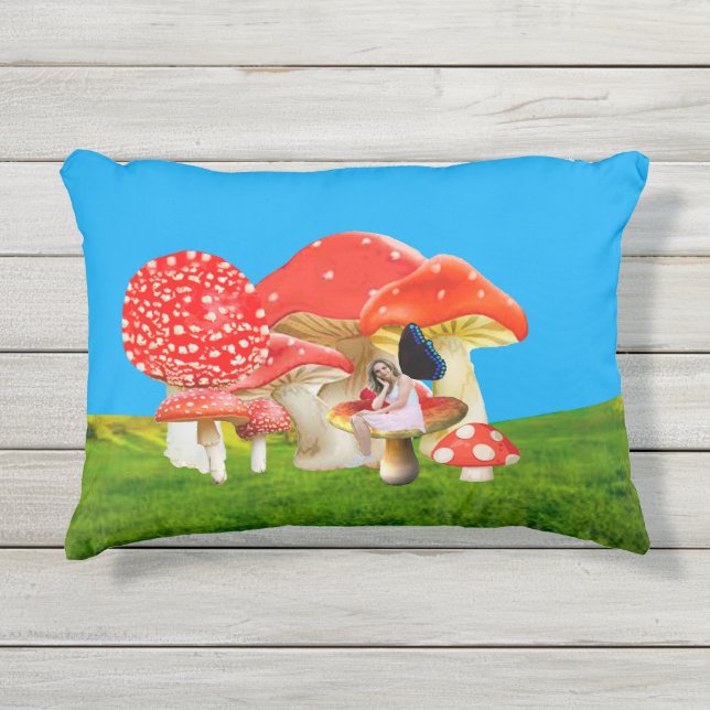 D'extérieur Fée sur Toadstool Coussin extérieur Accent (Devant)