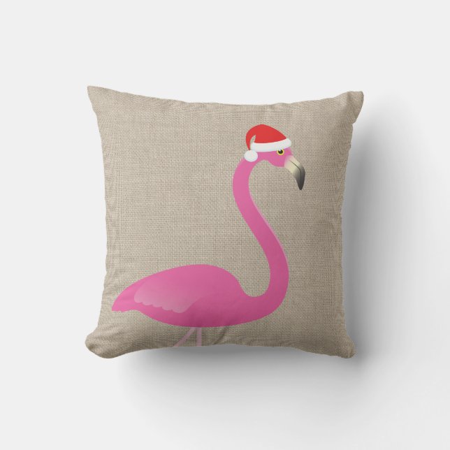 D'extérieur Flamant rose de Père Noël sur le coussin extérieur (Recto)