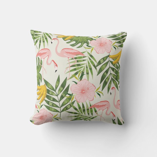 D'extérieur Flamant rose tropical d'été Coussin extérieur (Recto)