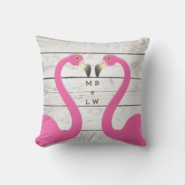 D'extérieur Flamants roses de baiser Monogramme Coussin extéri (Recto)