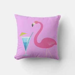 D'extérieur Flamingo & Cocktail sur Coussin Extérieur Violet