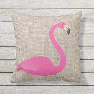 D'extérieur Grand Flamant rose rose sur le coussin extérieur