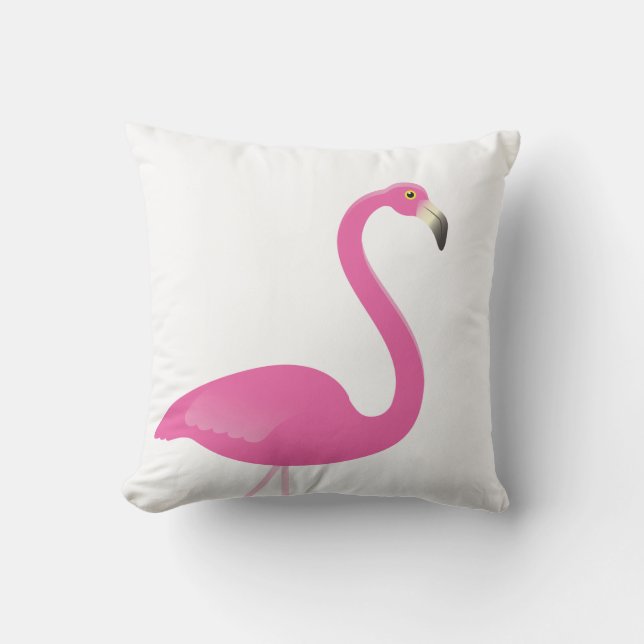 D'extérieur Grand Flamant rose sur le coussin extérieur blanc (Recto)