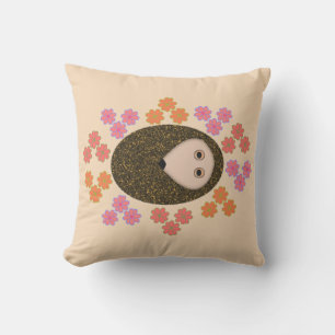 D'extérieur Hérisson dormant et fleurs Coussin extérieur