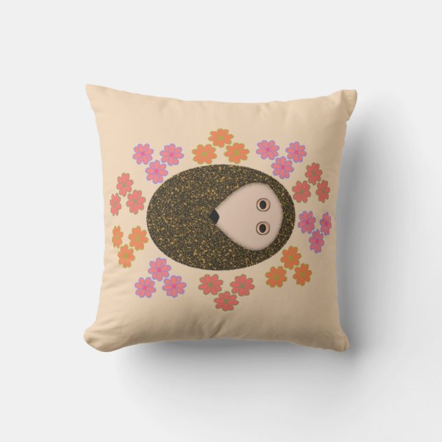 D'extérieur Hérisson dormant et fleurs Coussin extérieur (Recto)