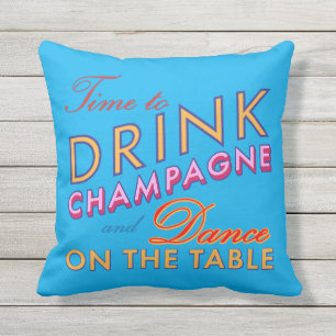 D'extérieur Il est temps de boire du Champagne Blue Coussin ex