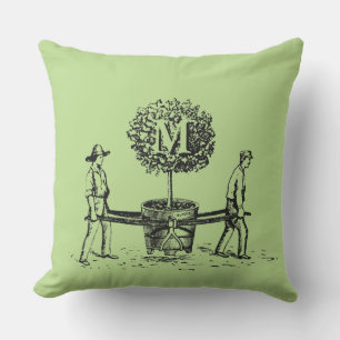 D'extérieur Jardiniers et arbre Monogramme Coussin extérieur 1