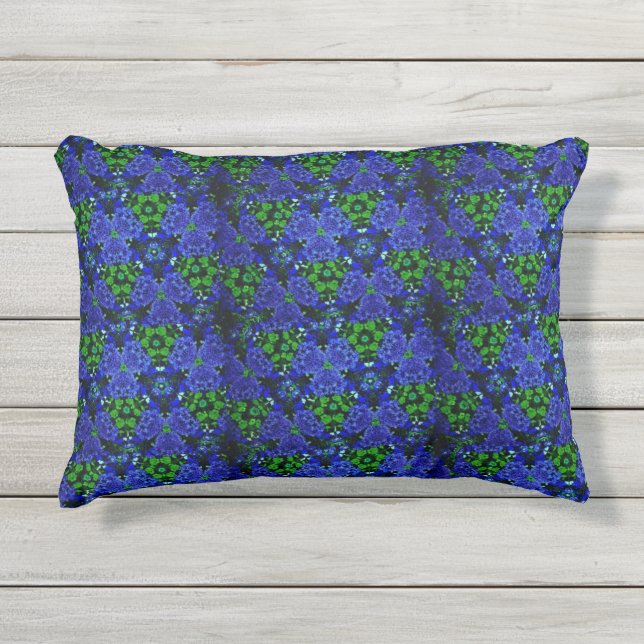 D'extérieur Kaleidoscope en fleurs bleues Coussin extérieur 12 (Devant)