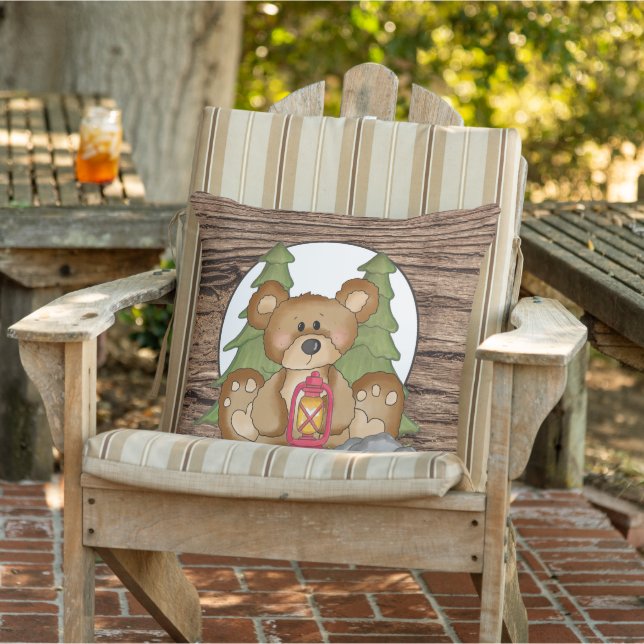 D'extérieur Lanterne de camping Ours amusant coussin jeté (Chaise)