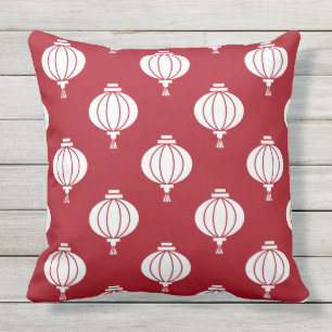D'extérieur lanternes en papier blanc rouge coussin extérieur 