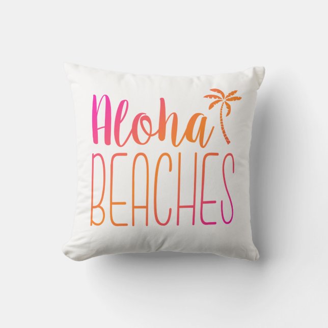 D'extérieur Les plages d'Aloha | Coussin rose et orange (Recto)