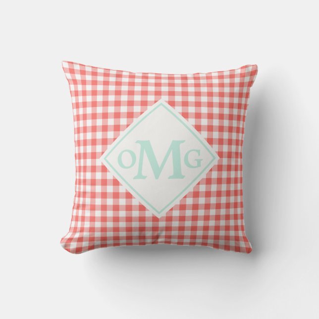 D'extérieur Monogramme extérieur de coussin de motif de corail (Recto)