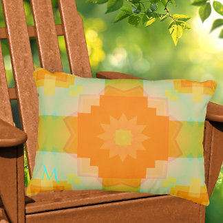 D'extérieur Monogramme Motif d'été ensoleillé Coussin extérieu