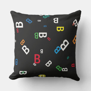 D'extérieur Nom-initiales coloré coussin personnalisé - noir