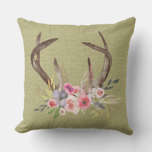 D'extérieur Patio Coussin Deer Antlers et design Fleur sauvage