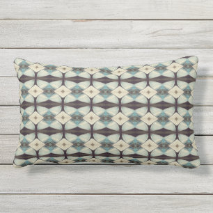 D'extérieur Résumé Conception Brown Turquoise Lumbar Coussin