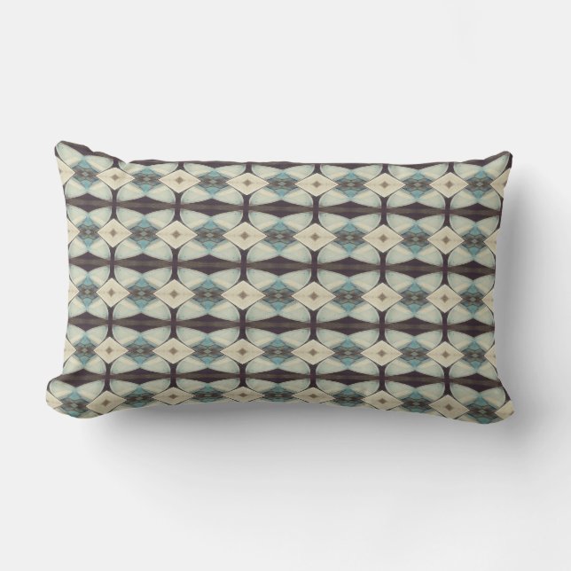 D'extérieur Résumé Conception Brown Turquoise Lumbar Coussin e (Recto)