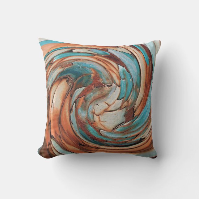 D'extérieur Rust N Bleu Art Abstrait Coussin extérieur (Recto)