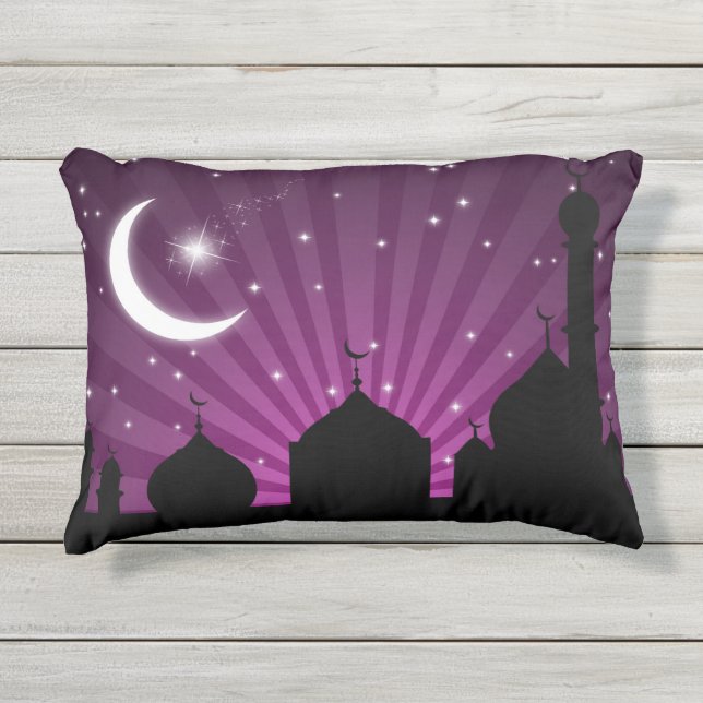 D'extérieur Soirée Mosquée Silhouette violet - Coussin extérie (Devant)
