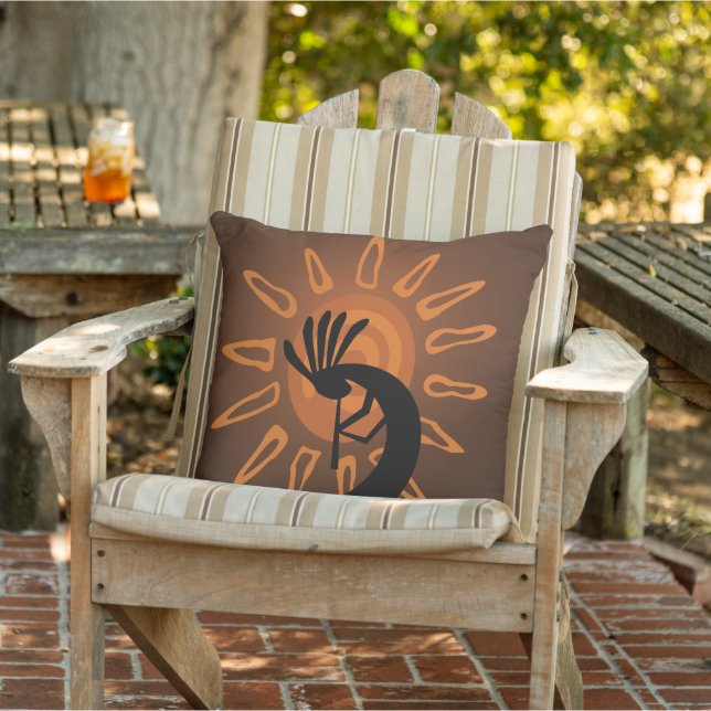 D'extérieur Sud-ouest Kokopelli Sun Rustic Coussin extérieur (Chaise)