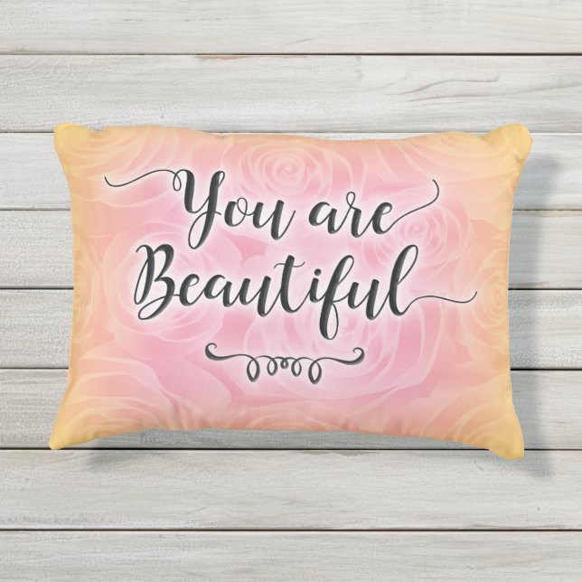 D'extérieur Vous êtes beau coussin d'or de roses (Dos)