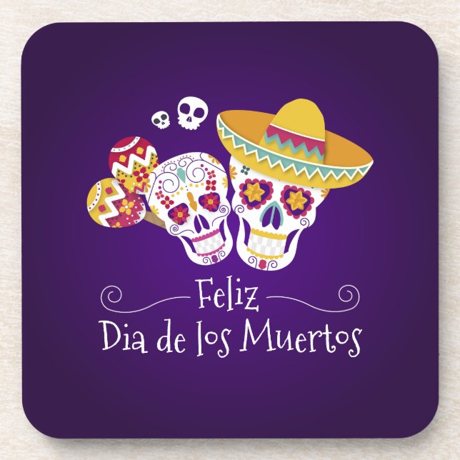 Dia de los Muertos coloré | DESSOUS DE VERRE (Devant)