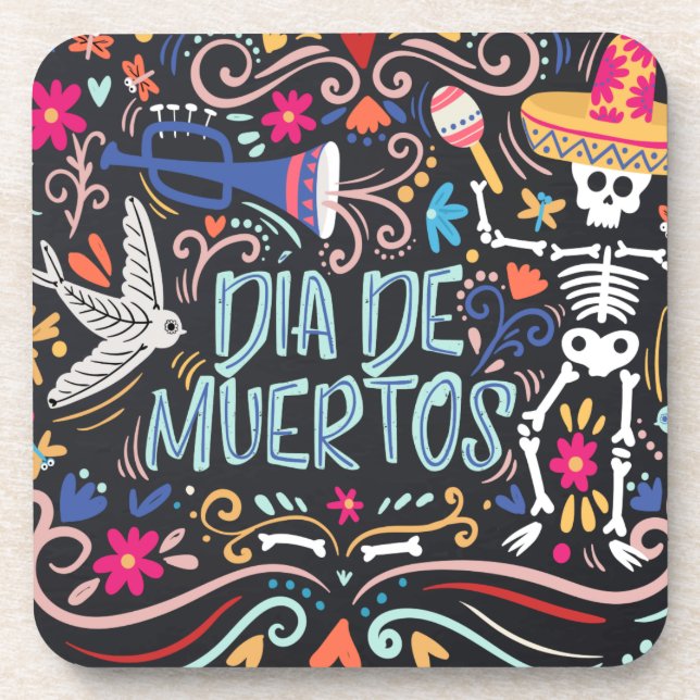 Dia de los Muertos coloré | DESSOUS DE VERRE (Devant)