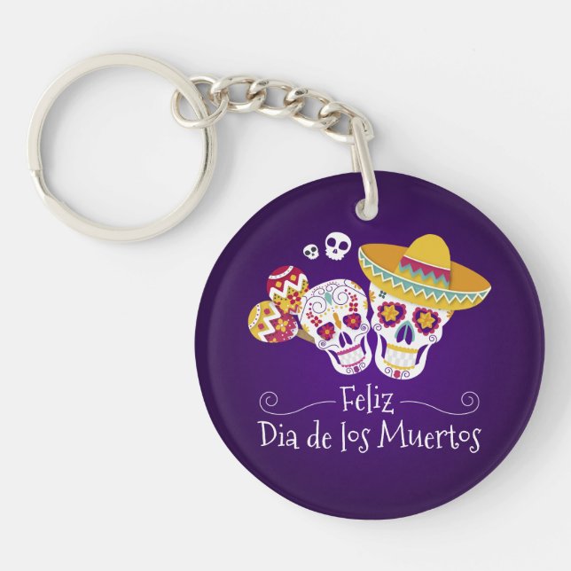 Dia de los Muertos coloré | Porte-clé (Devant)