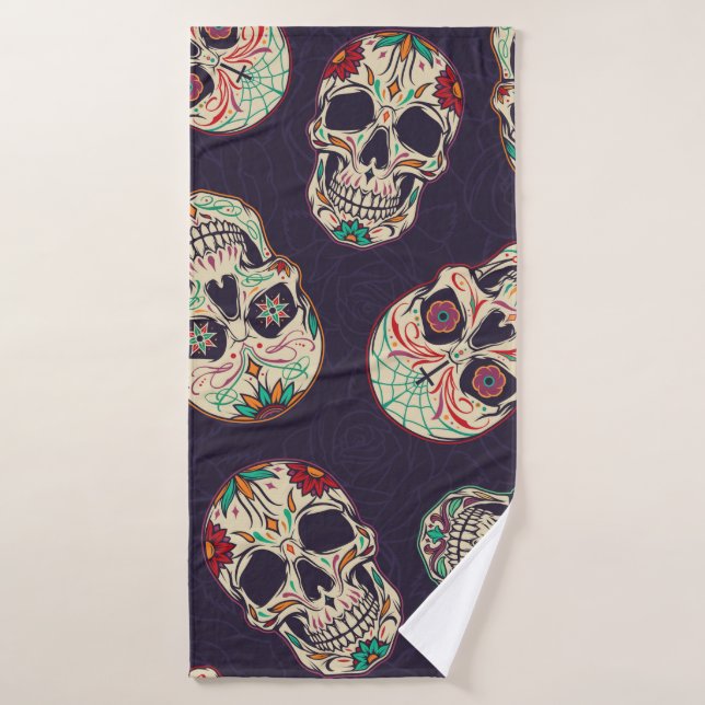 Dia de los muertos motif sans soudure avec sucre (Serviette de bain)