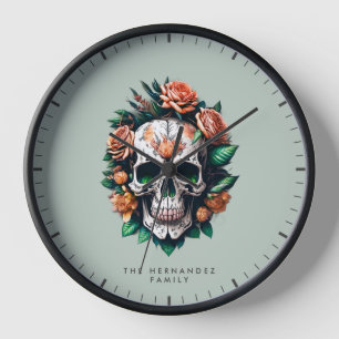 Dia de Los Muertos - Nom de famille Horloge