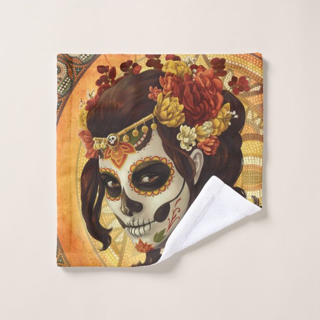 Dia De Los Muertos Throw Pillow (Gant de toilette)